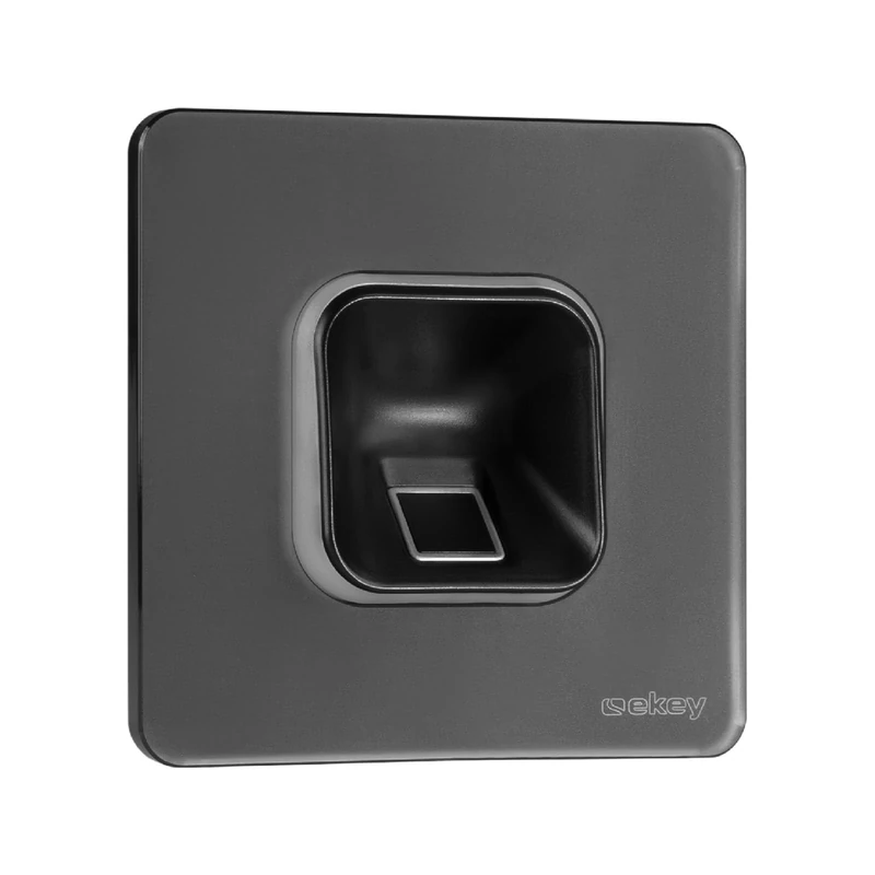 EKEY 203704 xLine fingerprint scanner set black with glass frame black, control unit, Biometric access solution for flush-mounting installation, 0,4 W, 12-24 V, Black fingerprint scanner
