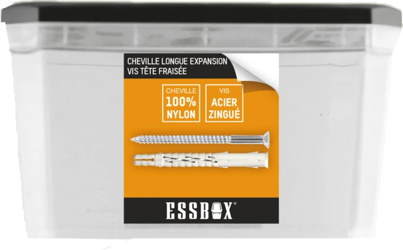 ESSBOX SCELL-IT Nylon Dowels, Diameter 10 mm x 120 mm, Box of 40, EX-91013410120, Ideal for Heavy to Very Heavy Loads, Sturdy and Reliable Attachment for use in Concrete Walls - Image 1
