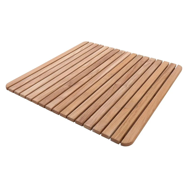 Nordic Style Premium Teak-Dusch- und Badematte für den Innen- und Außenbereich – rutschfeste Holzplattform für Spa, Sauna, Pool, Whirlpool – Bodenbelag Dekor und Schutz (61x61 cm, natürliches Finish)