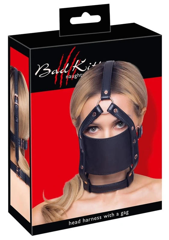 Bad Kitty Head Harness Black/Rose Gold 4 cm
