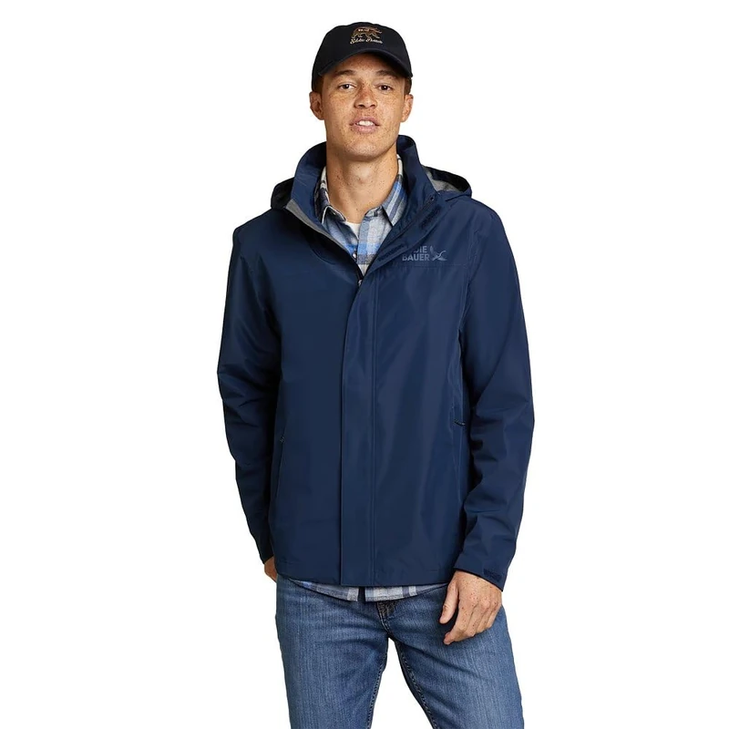 Eddie Bauer Men's Rainfoil Packable Raincoat, Medium Indigo Recycled, M - Image 1