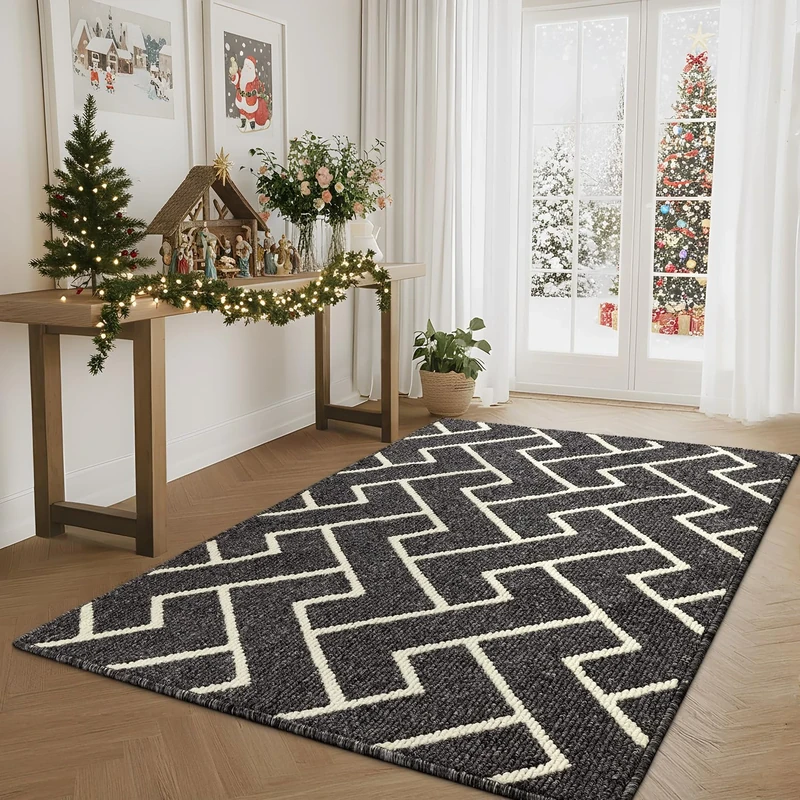 Biscpro Indoor Door Mats,90x150cm Door Mat Non Slip Backing,Dirt Trapper Mat Absorbent Non-Slip Doormat for Entrance,Inside,Kitchen,Front Back Door,Pets and Garden-Black