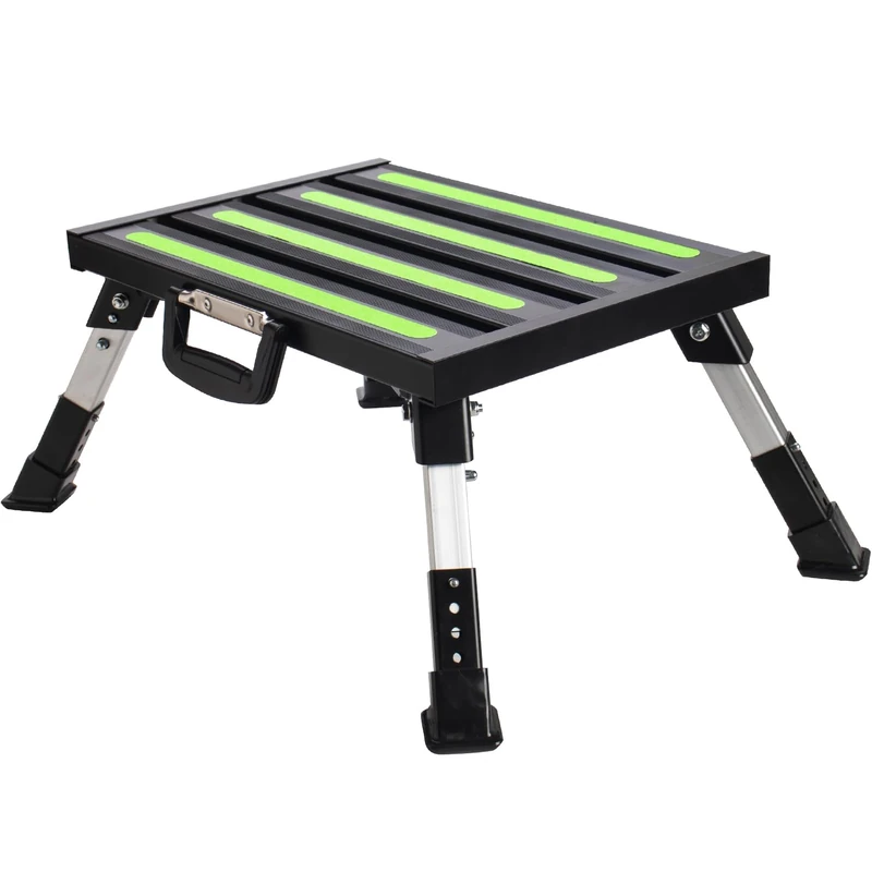 Homeon Wheels RV Steps, Height Folding Platform Step, Handle and RV Step Cover, Supports Up to 1500lbs