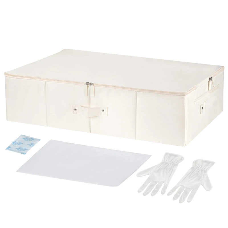 Ourea Hochzeitskleid-Box – Konservierungsbox für Hochzeitskleid, mit 20 Blatt säurefreiem Seidenpapier zur Aufbewahrung von Hochzeitskleid, Hochzeitskleid, Aufbewahrungsbox – Braut-Musthaves (Beige) - Image 1