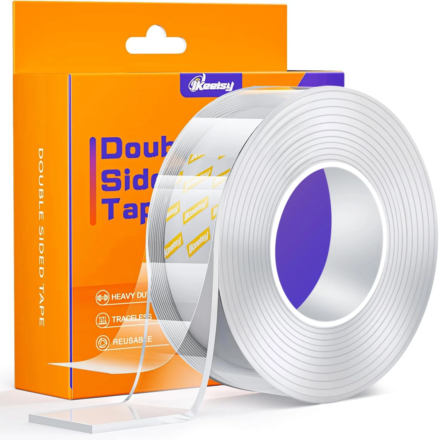 Upgraded Double Sided Tape Heavy Duty,Extra Large Nano Double Sided Adhesive Mounting Tape,Clear & Tough Sticky Poster Wall Tape ,1.18 x 120 In,Multipurpose Tape Picture Hanging Strips for Home