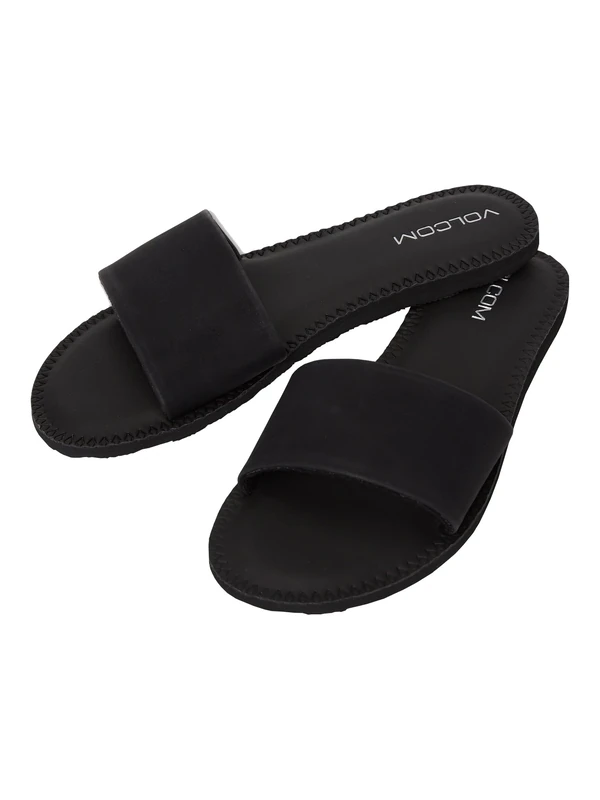 Volcom Women's Simple Synthetic Leather Strap Slide Sandal, Black Out - New, 5 UK