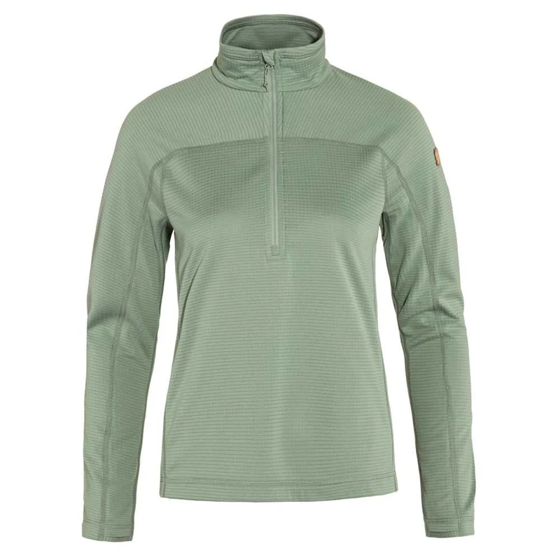 Fjallraven 87141-674 Abisko Lite Fleece Half Zip W/Abisko Lite Fleece Half Zip W Sweatshirt Women's Misty Green Size M