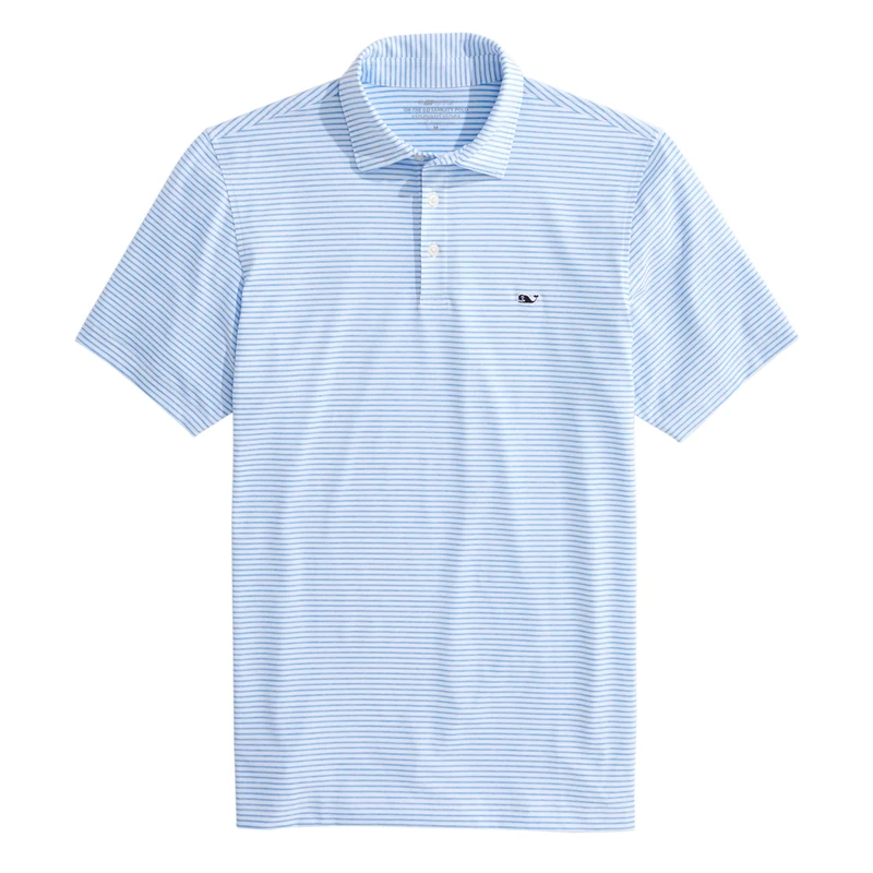 vineyard vines Men's Bradley Stripe Sankaty Polo, Ocean Breeze Tejeda, XXL