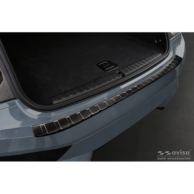 Avisa Black Stainless Steel Rear bumper protector compatible with BMW iX (I20) 2021- 'Ribs'