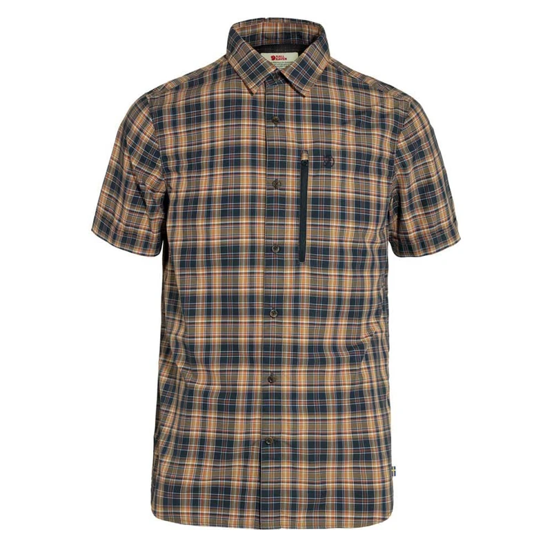 Fjallraven 82268-555-232 Abisko Hike Shirt SS M Shirt Men's Dark Navy-Buckwheat Brown Size S