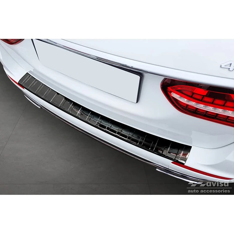 Avisa Black Mirror Stainless Steel Rear bumper protector compatible with Mercedes E-Class Estate S213 2016- (incl. E53 AMG) 'Ribs' - Image 1