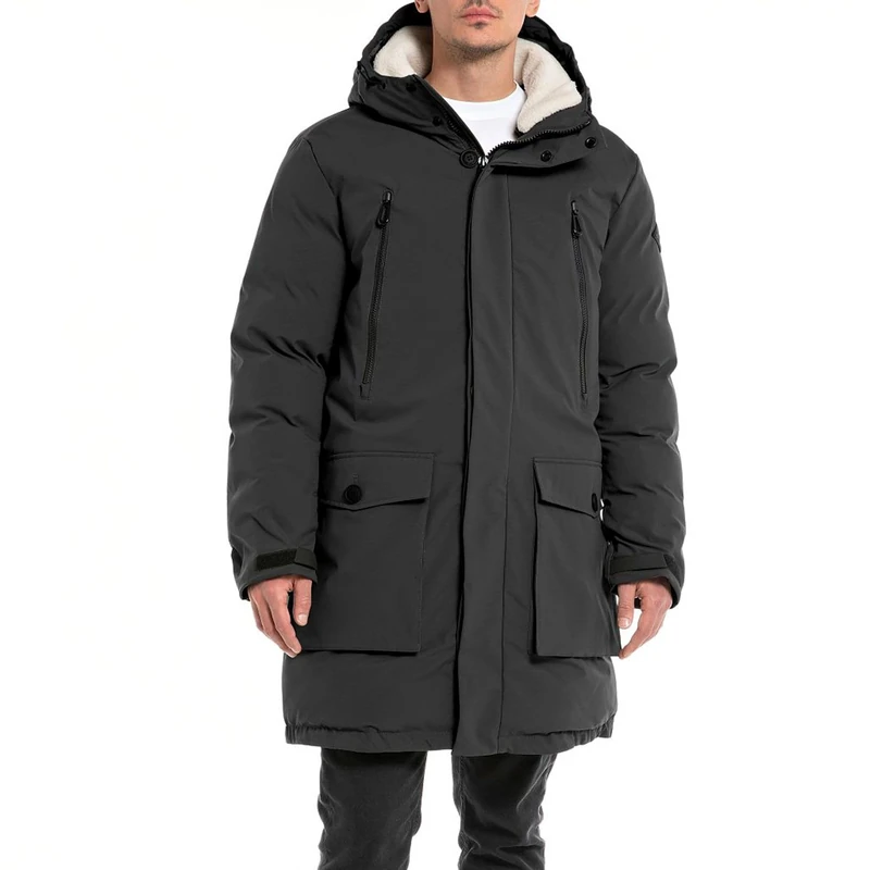 REPLAY Men's M8274A Parka, Black 098, XS