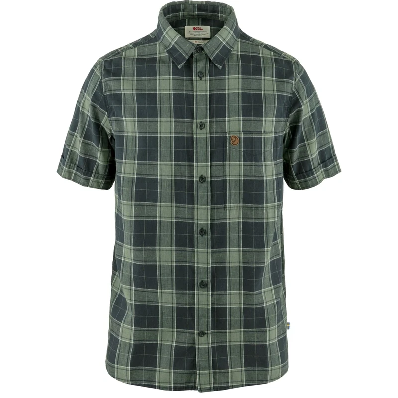 Fjallraven 87039-555-614 Övik Travel Shirt SS M Shirt Men's Dark Navy-Patina Green Size L