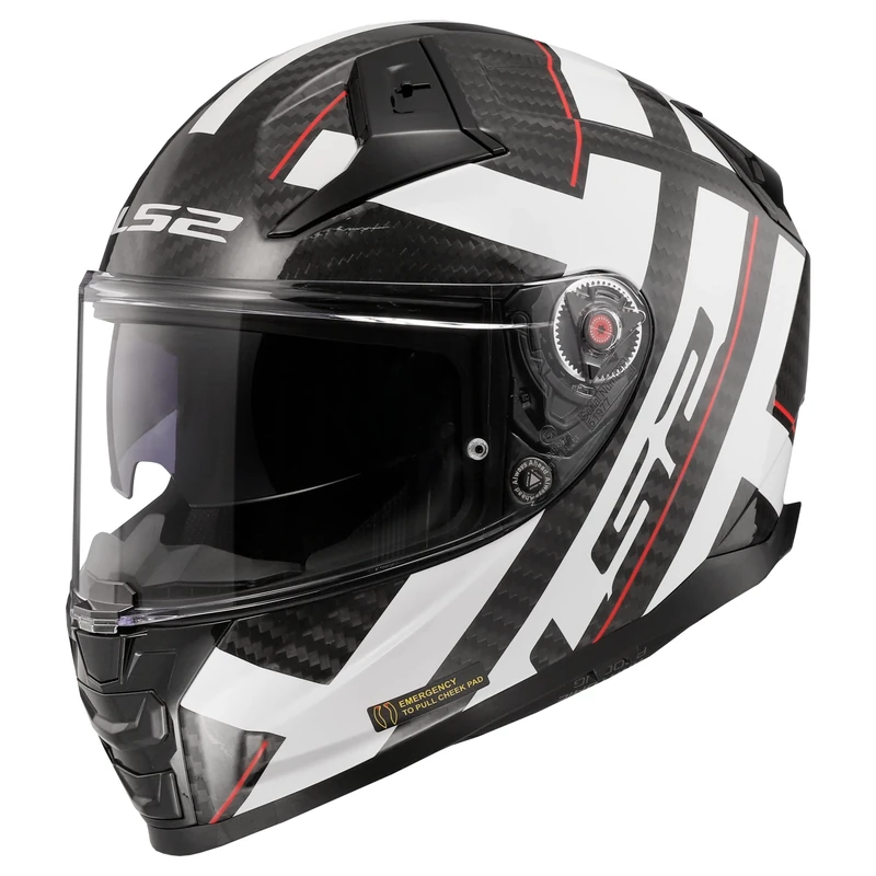 LS2 Full Face Motorcycle Helmet. Vector II Carbon Road Touring Motorbike Lid. FF811. ECE22.06 - STRONG - WHITE - (M) 57-58CM