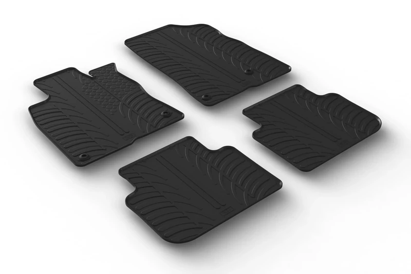GLEDRING Rubber Mats Set Compatible with Honda Civic XI HB e:HEV 2022 (T Profile 4 Pieces + Mounting Clips)