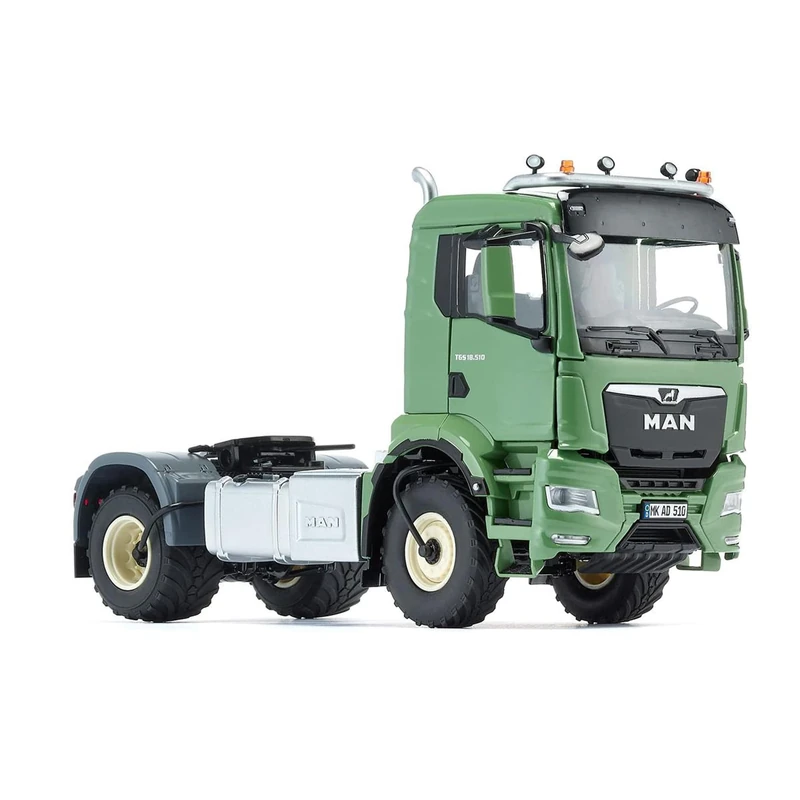 WIKING 077650 MAN TGS 18.510 4x4 BL 2-Axel Tractor, Model Truck, 1:32, Metal/Plastic, For Ages 14+, Multiple Features, Incl. Tyre Pressure Control System, Swivelling Radiator Grille, Green Ackerdiesel