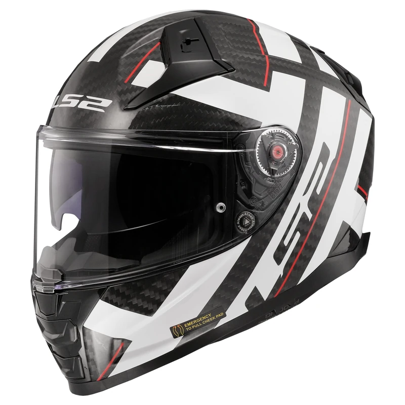 LS2 Full Face Motorcycle Helmet. Vector II Carbon Road Touring Motorbike Lid. FF811. ECE22.06 - STRONG - WHITE - (XXL) 63-64CM