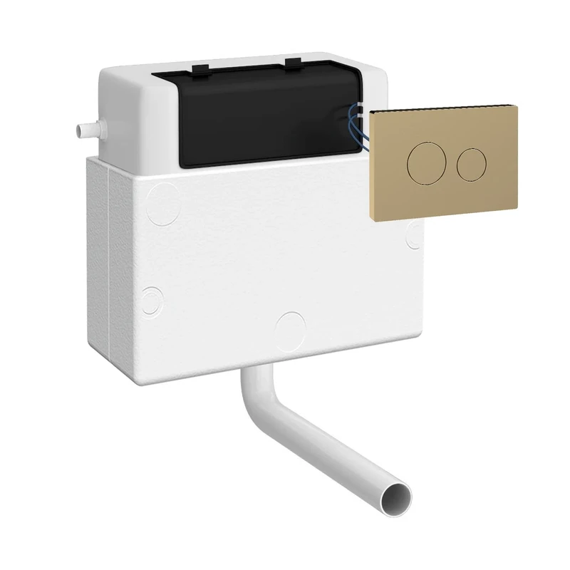 nuie XTY011M03 Ceramics Accessories Pneumatic Dual Flush Universal Access Concealed Cistern and Push Button Plate, 296mm, Brushed Brass