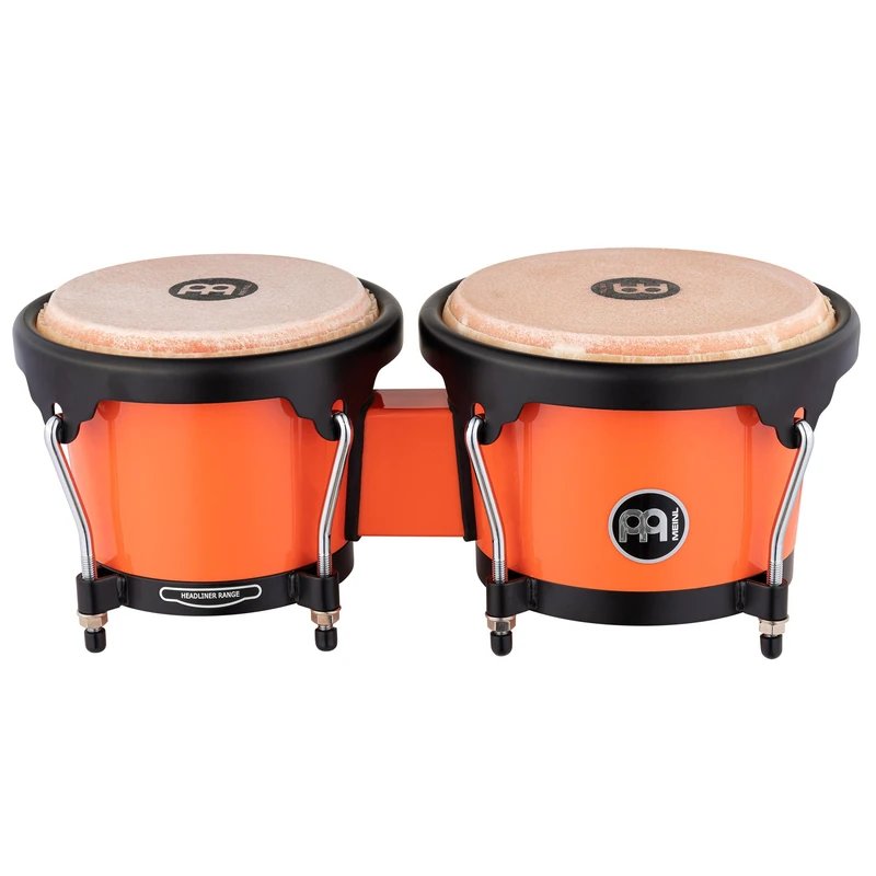 Meinl Percussion Bongos Journey Series - 2 hand drums with 6.5 and 7.5 inches - including tuning key - ABS plastic, Electric Coral (HB50EC)