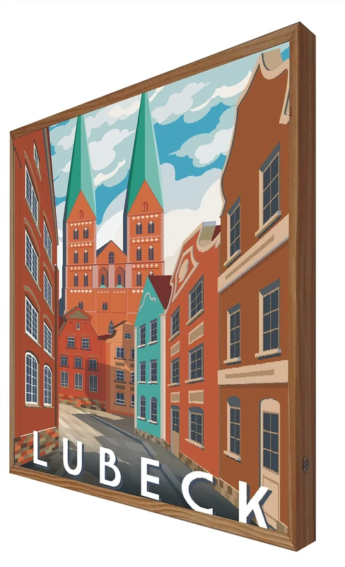 CCRETROILUMINADOS Lubeck Backlit Wooden Frame Picture: Travel Series