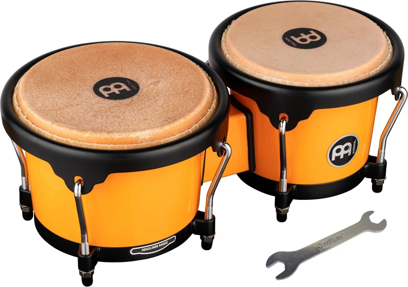 Meinl Percussion Bongos Journey Series - 2 hand drums with 6.5 and 7.5 inches - including tuning key - ABS plastic, Orange (HB50CS)