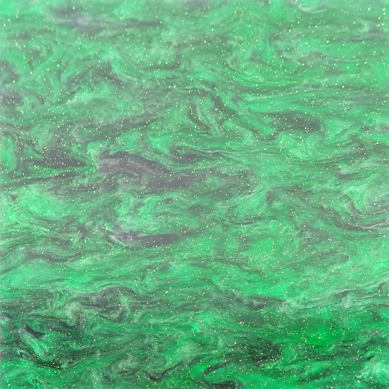 Green/Purple Glittering Smoky Cast Acrylic Sheet, 3mm thick (1000x600mm)