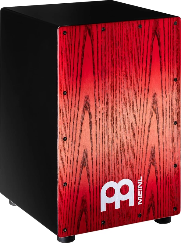 Meinl Percussion Headliner Cajon Instrument - Compact Drum Box with 2 Snare Wires - Playing Surface Red (MCAJ100BK-TRF)