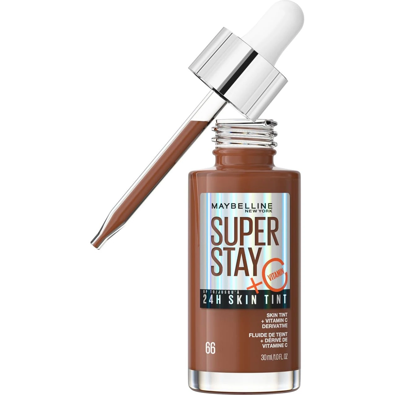 Maybelline Super Stay Skin Tint Foundation, With Vitamin C*, Foundation and Skincare, Long-Lasting up to 24H, Vegan Formula, Shade 66
