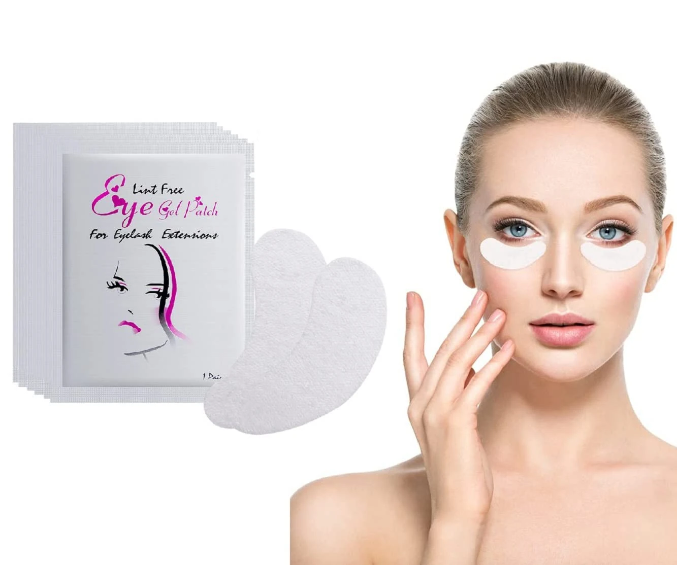 100 Pairs Under Eye Gel Pads, Lint Free Skin Friendly Under Eye Patches Lash Pads for Eyelash Extension Treatment