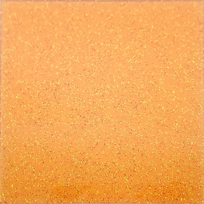 Orange Transparent Glitter Cast Acrylic Sheet, 3mm thick (600x500mm)
