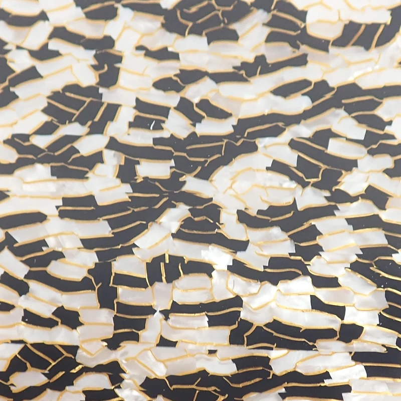 Black and White Crackle Celluloid Laminate Cast Acrylic Sheet, 3mm thick (600x500mm)