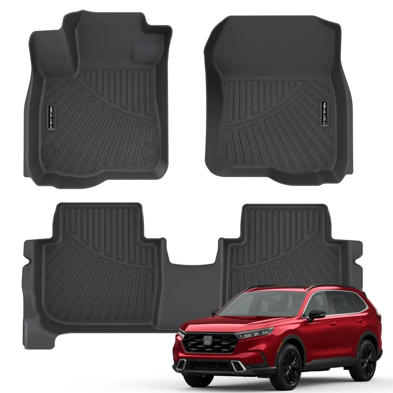 NIKALAIKA Floor Mats for 2023-2024 Honda CR-V CRV (Include Hybrid) All Weather Protection TPE Rubber Floor Liners for 2023 2024 Honda CRV Hybrid Accessories, Odorless Anti-Slip, 1st & 2nd Row, Black