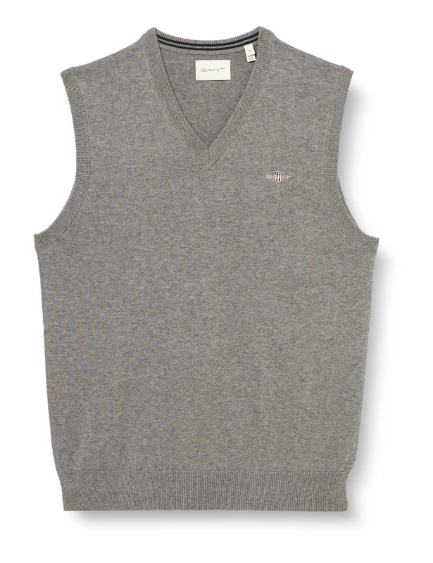 GANT Men's Classic Cotton Slipover Sweater Vest , Dark Grey Blend,5XL