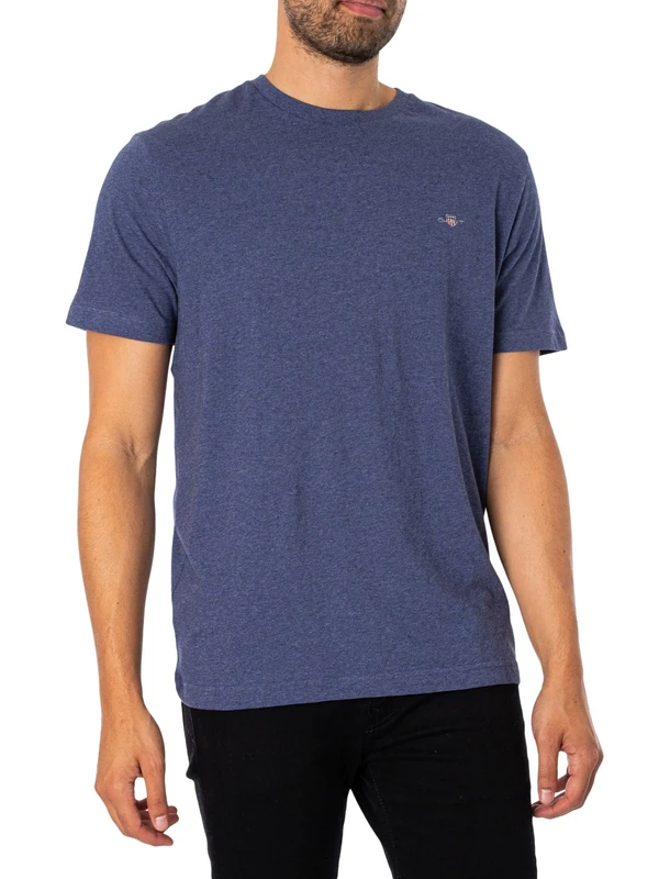 GANT Men's T-Shirt, Dark Jeans/Blue Melange, M