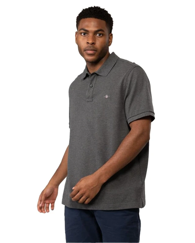 GANT Men's Reg Shield Ss Pique Polo Shirt - Antracite Melange