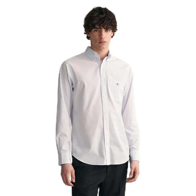GANT Men's Reg Poplin Banker Bd Shirt, Light Blue, XXXX-Large