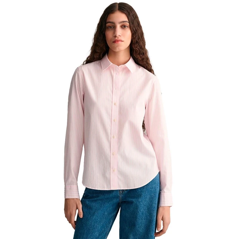 GANT Women's REG POPLIN Stripe Shirt Blouse, Light Pink, 46
