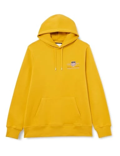 GANT Men's Reg Medium Archive Shield Hoodie Hooded Sweatshirt , Dark Mustard Yellow,3XL
