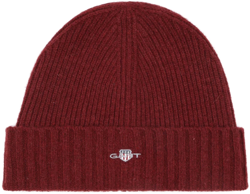 GANT Unisex Shield Wool Beanie Hat, Plumped Red, One Size - Image 1