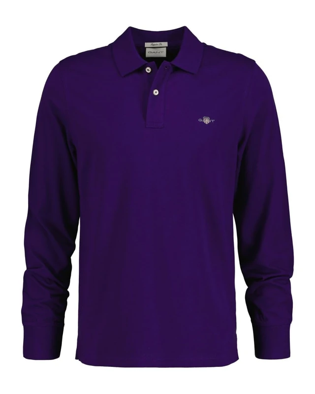 GANT Men's Reg Shield LS Pique Rugger Polo Shirt, Pansy Purple, XL