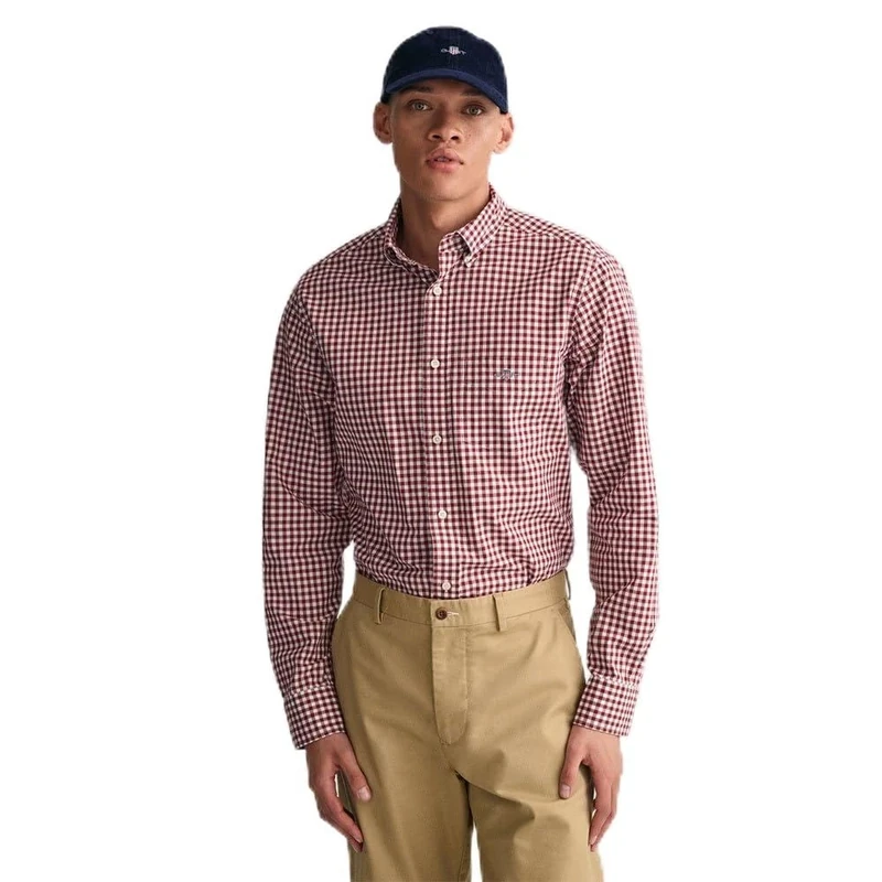 GANT Mens Poplin Gingham Shirt Red L