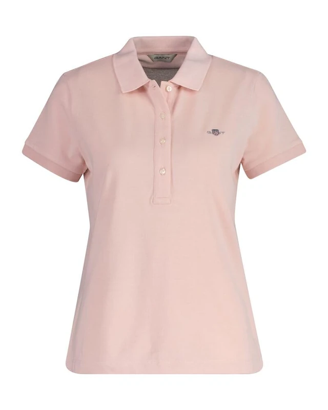 GANT Women's Slim Shield Ss Pique Polo Shirt, Faded Pink, S