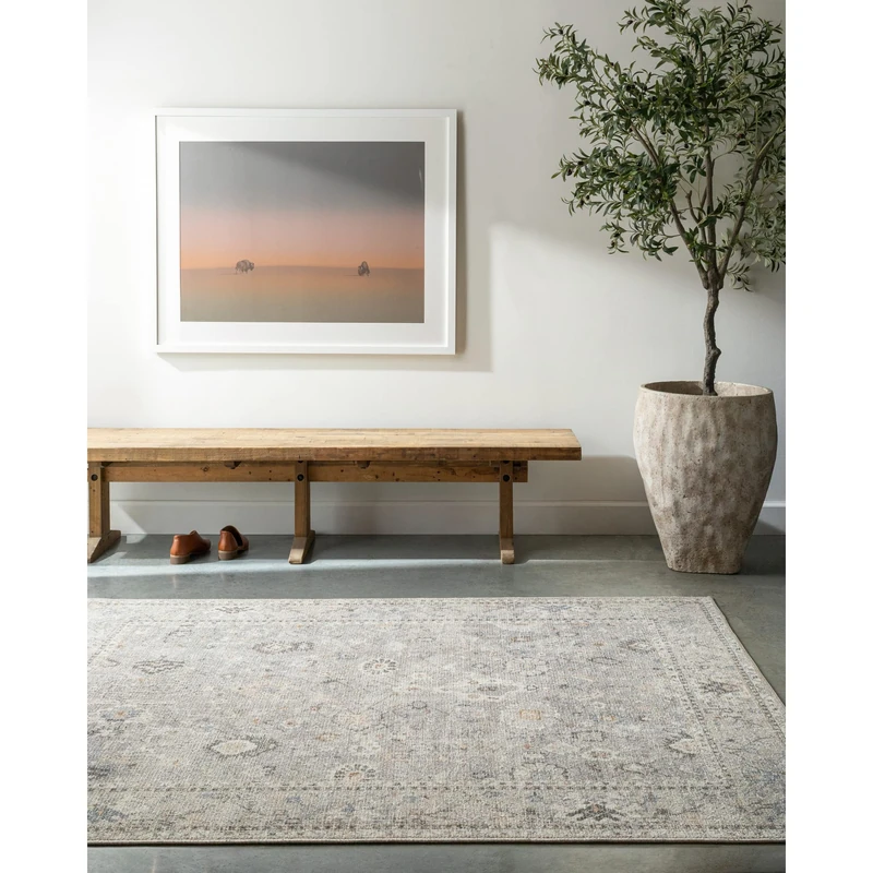 Livabliss x Becki Owens Davina Vintage Rug - Area Rugs for Living Room 120x170 cm, Bedroom - Scandi Neutral Rugs, Traditional Patterned Boho Style, Natural Easy Care Pile - Large Rug, Grey, Brown