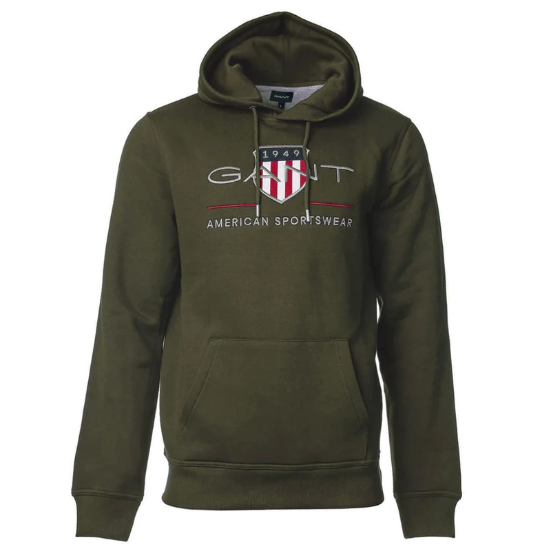 GANT Men's Reg Archive Shield Hoodie, Juniper Green, M