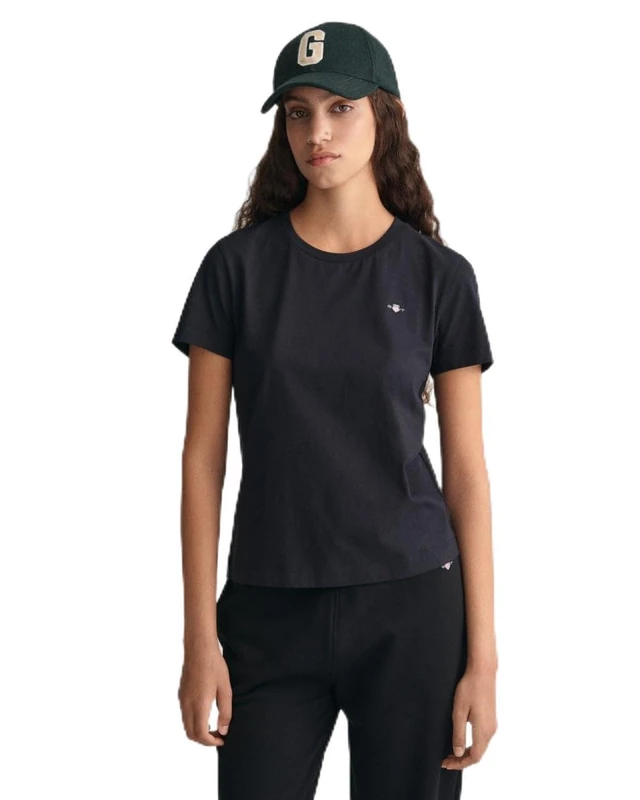 GANT Women's Reg Shield Ss T-shirt T-Shirt , Black,XL - Image 1