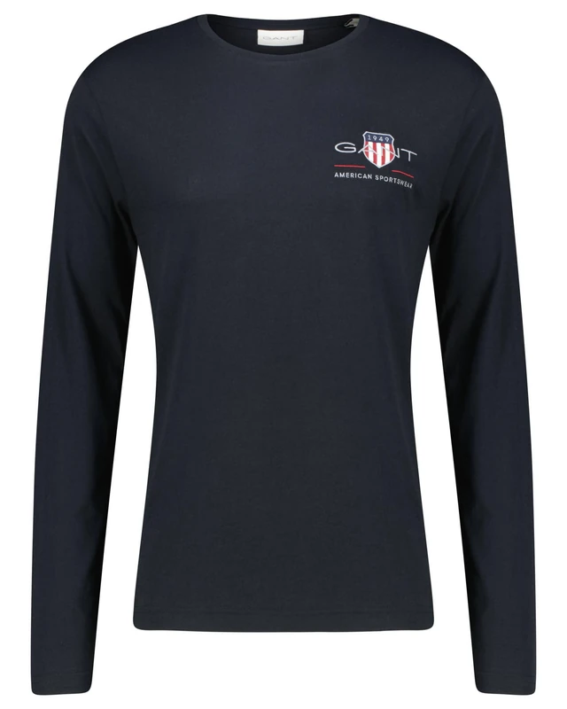 GANT Men's Reg Medium Archive Shield LS T-Shirt, Black, M - Image 1