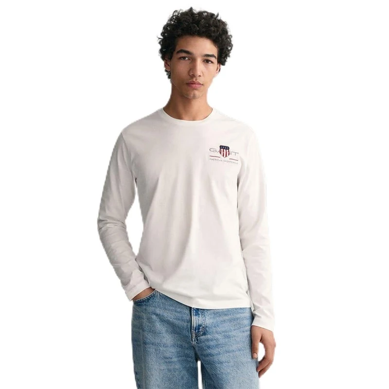 GANT Men's Reg Medium Archive Shield LS T-Shirt, White, 3XL
