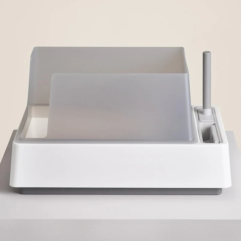 Cove Litter Box by Tuft + Paw, Award Winning, Smooth Shape That is Easy to Clean. Includes Integrated Scoop, Dustpan, and Brush