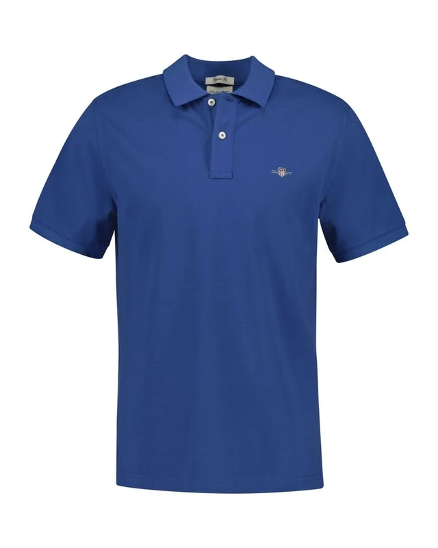 GANT Men's Regular Shield Pique Polo Shirt Evening Blue, Antracite Melange, M - Image 1