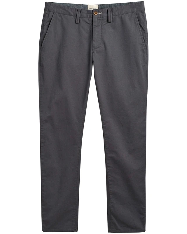 GANT Men's Slim Twill Chinos Classic Trousers, Anthracite, 40 W/32 L